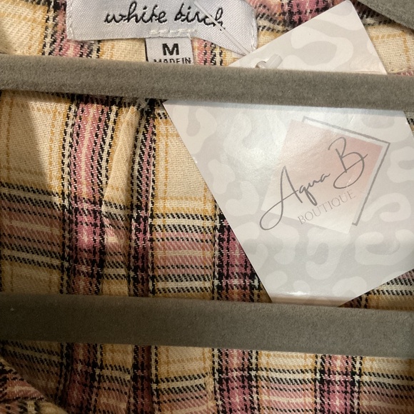 NWT White Birch Pink & Tan Plaid Flannel - Picture 2 of 8